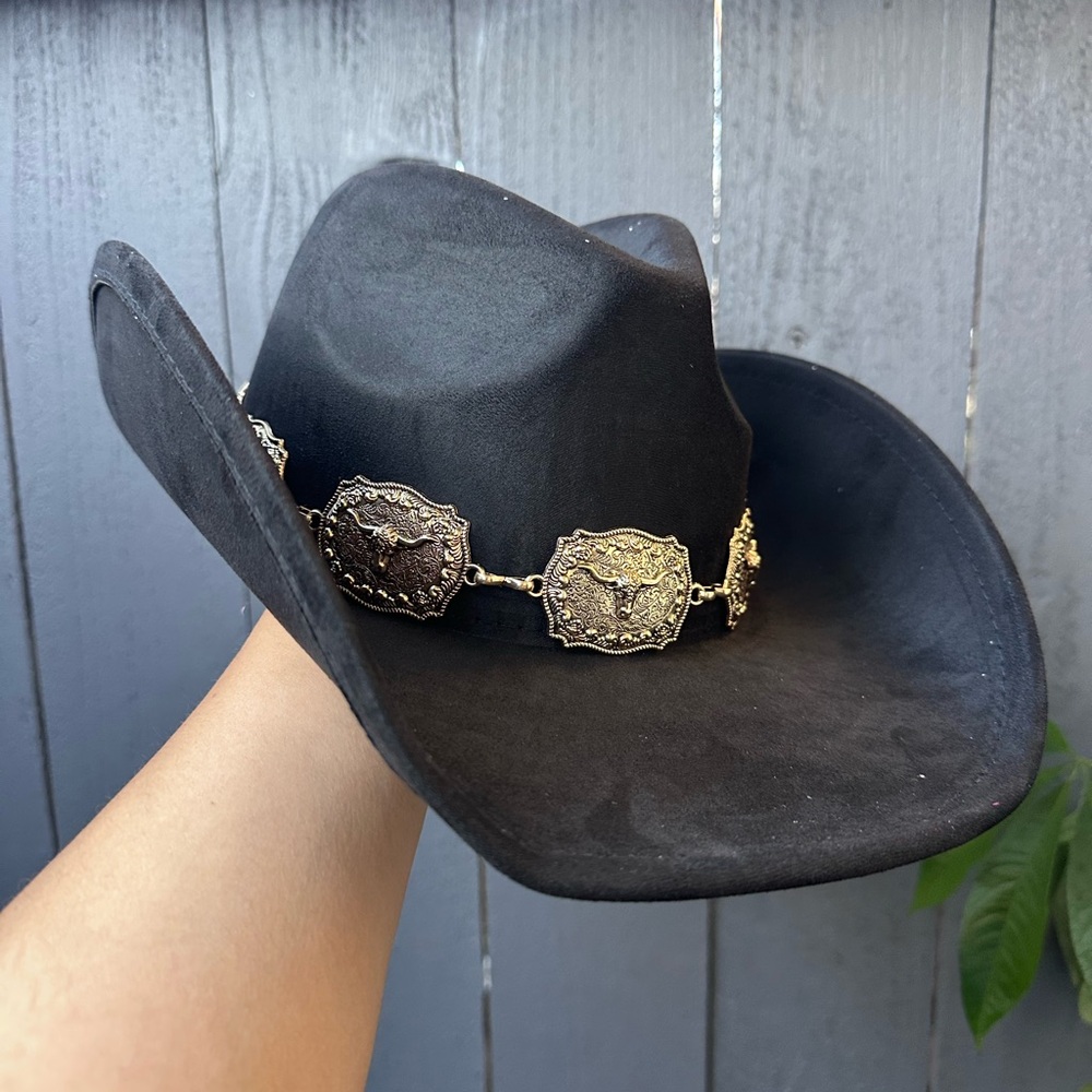 Black Cowboy Hat with Silver Accents